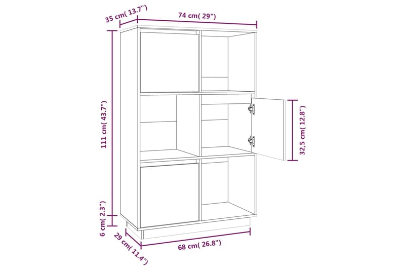 beBasic Kaappi 74x35x117 cm täysi mänty - Ruskea - Säilytyskaappi