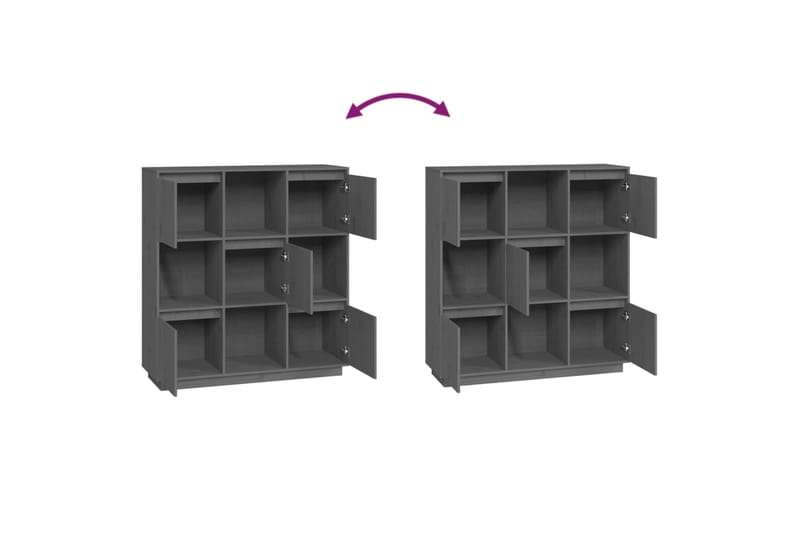 beBasic Kaappi harmaa 110,5x35x117 cm täysi mänty - Harmaa - Säilytys - Kaappi - Säilytyskaappi