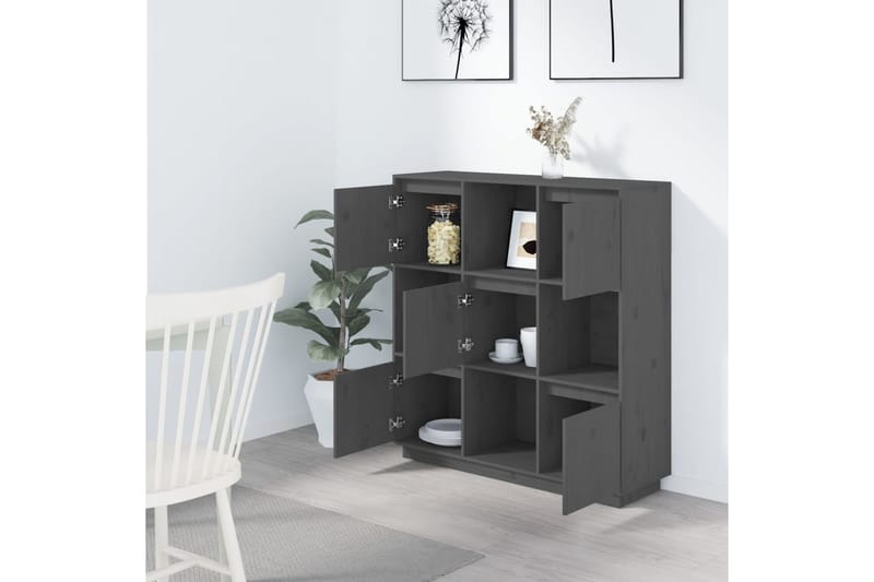 beBasic Kaappi harmaa 110,5x35x117 cm täysi mänty - Harmaa - Säilytys - Kaappi - Säilytyskaappi