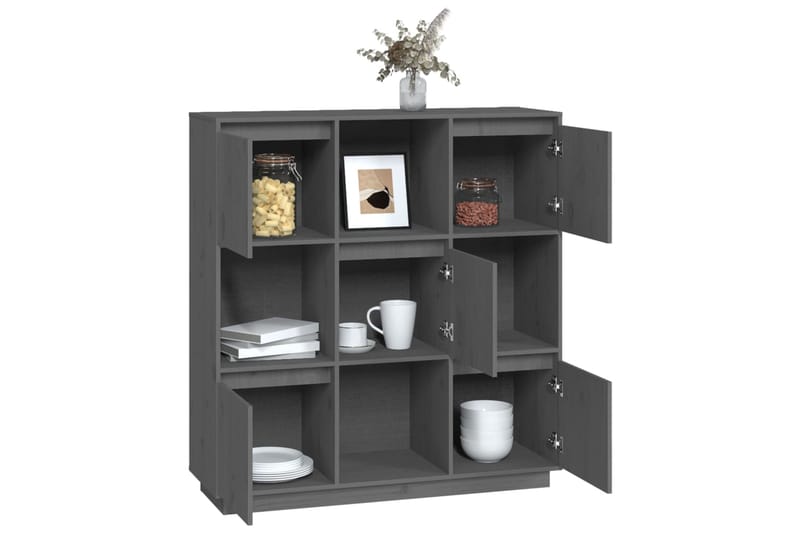 beBasic Kaappi harmaa 110,5x35x117 cm täysi mänty - Harmaa - Säilytys - Kaappi - Säilytyskaappi