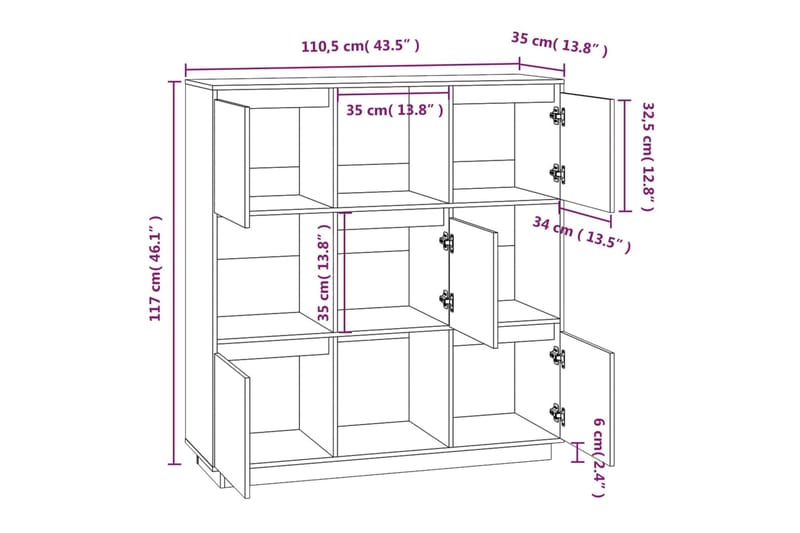 beBasic Kaappi harmaa 110,5x35x117 cm täysi mänty - Harmaa - Säilytyskaappi