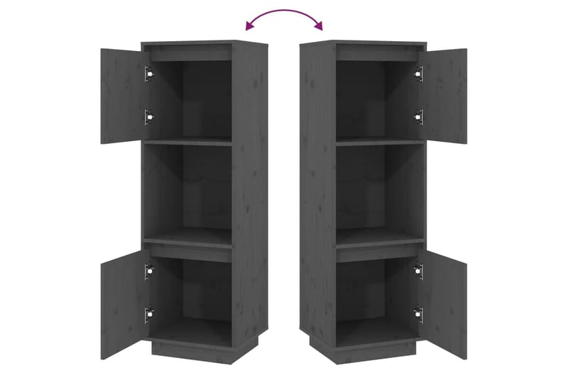 beBasic Kaappi harmaa 38x35x117 cm täysi mänty - Harmaa - Säilytys - Kaappi - Säilytyskaappi