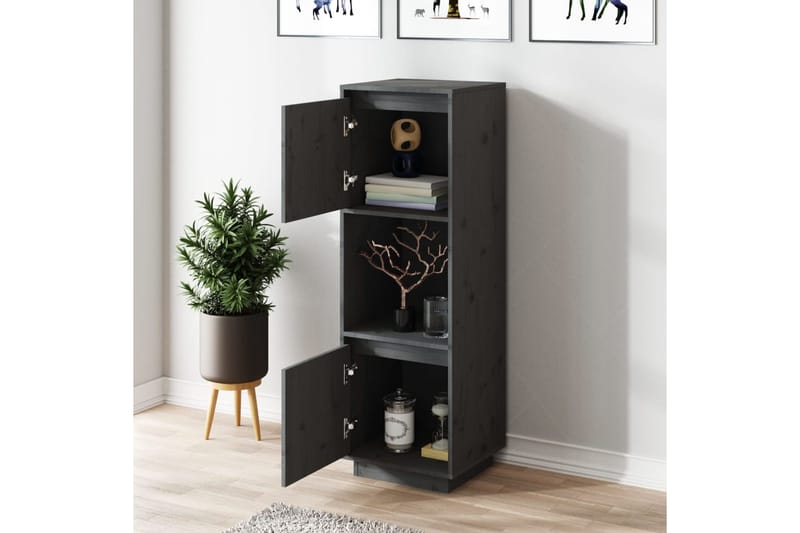 beBasic Kaappi harmaa 38x35x117 cm täysi mänty - Harmaa - Säilytys - Kaappi - Säilytyskaappi