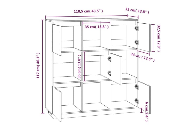 beBasic Kaappi hunajanruskea 110,5x35x117 cm täysi mänty - Ruskea - Säilytyskaappi