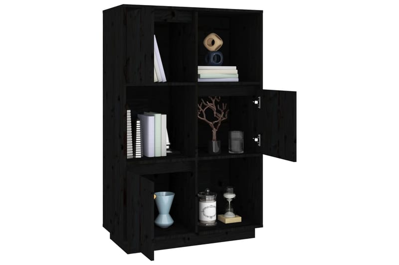 beBasic Kaappi musta 74x35x117 cm täysi mänty - Musta - Säilytys - Kaappi - Vitriini