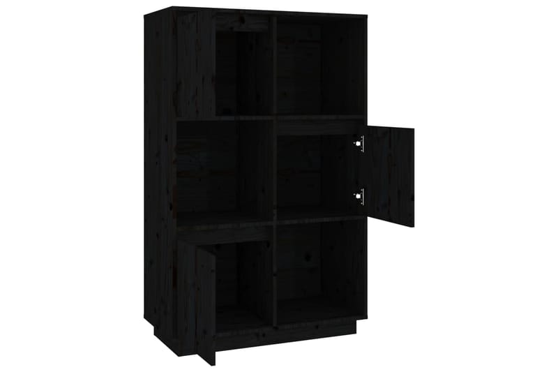 beBasic Kaappi musta 74x35x117 cm täysi mänty - Musta - Säilytys - Kaappi - Vitriini