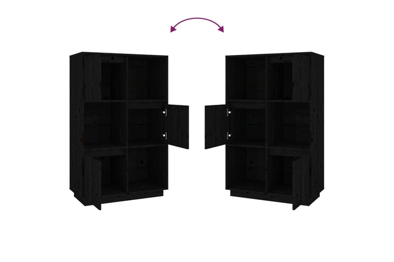 beBasic Kaappi musta 74x35x117 cm täysi mänty - Musta - Säilytys - Kaappi - Vitriini