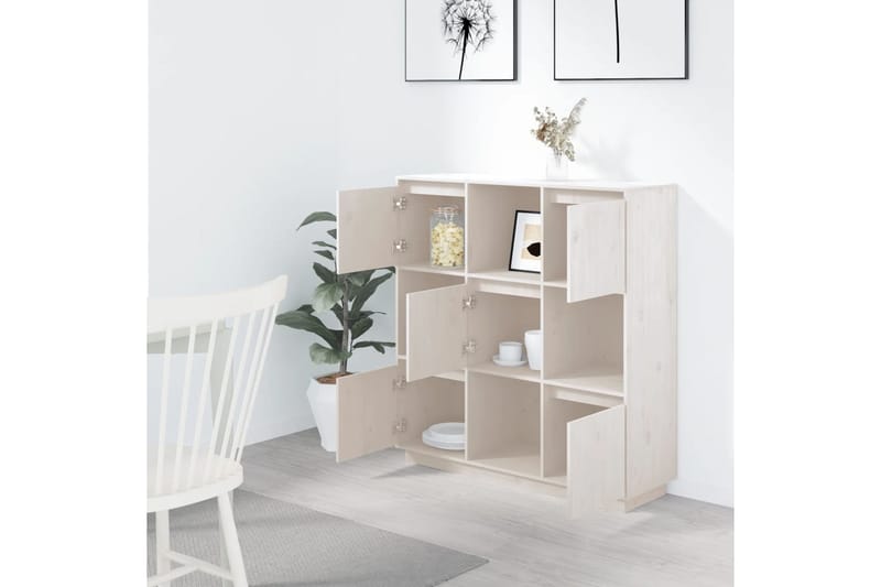 beBasic Kaappi valkoinen 110,5x35x117 cm täysi mänty - Valkoinen - Säilytys - Kaappi - Säilytyskaappi