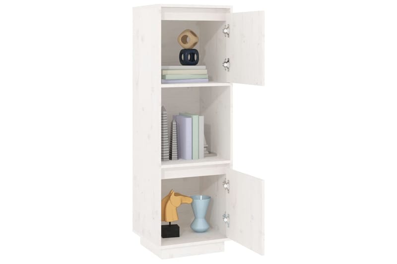 beBasic Kaappi valkoinen 38x35x117 cm täysi mänty - Valkoinen - Säilytys - Kaappi - Vitriini