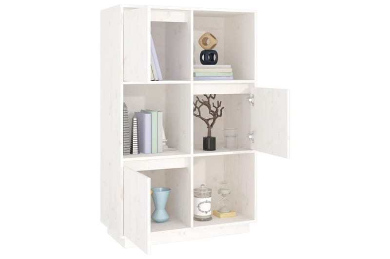 beBasic Kaappi valkoinen 74x35x117 cm täysi mänty - Valkoinen - Säilytys - Kaappi - Vitriini