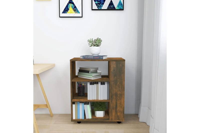 beBasic Kaappi pyörillä savutammi 60x35x75 cm tekninen puu - Ruskea - Säilytys - Kaappi - Säilytyskaappi