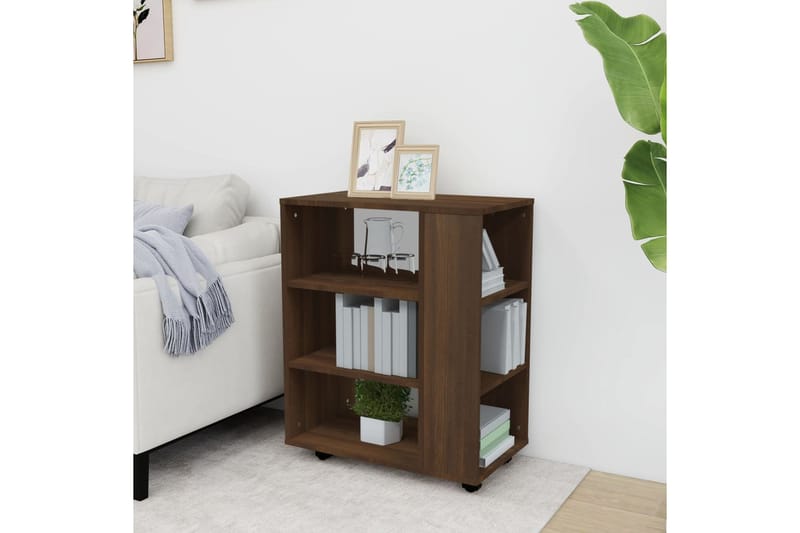 beBasic Kaappi pyörillä ruskea tammi 60x35x75 cm tekninen puu - Ruskea - Säilytys - Kaappi - Säilytyskaappi