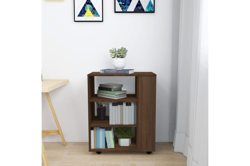 beBasic Kaappi pyörillä ruskea tammi 60x35x75 cm tekninen puu - Ruskea - Säilytys - Kaappi - Säilytyskaappi