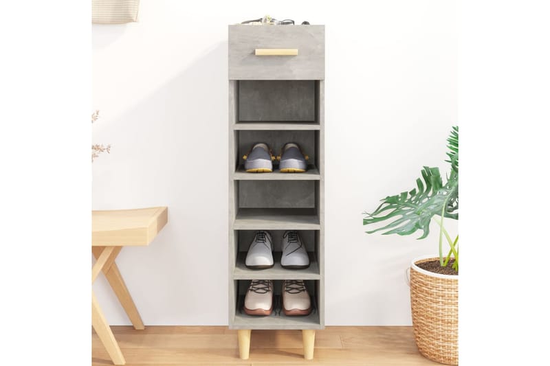 beBasic Kenkäkaappi betoninharmaa 30x35x105 cm tekninen puu - Harmaa - Säilytys - Kenkäsäilytys - Kenkäkaappi