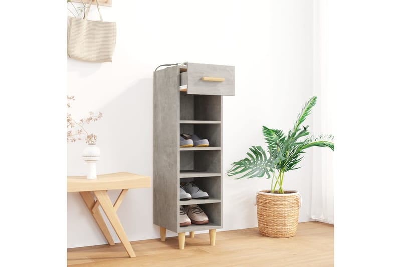 beBasic Kenkäkaappi betoninharmaa 30x35x105 cm tekninen puu - Harmaa - Säilytys - Kenkäsäilytys - Kenkäkaappi