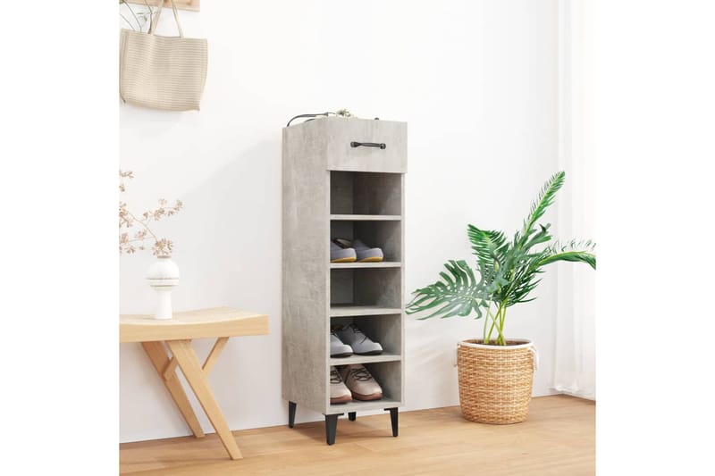 beBasic Kenkäkaappi betoninharmaa 30x35x105 cm tekninen puu - Harmaa - Säilytys - Kenkäsäilytys - Kenkäkaappi