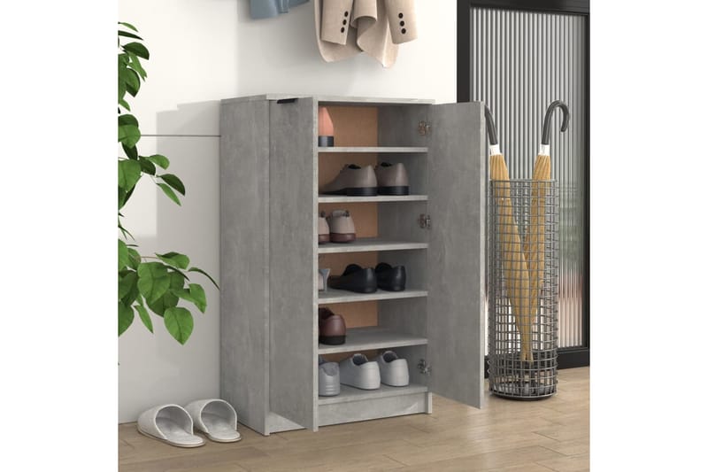 beBasic Kenkäkaappi betoninharmaa 59x35x100 cm tekninen puu - Harmaa - Säilytys - Kenkäsäilytys - Kenkäkaappi