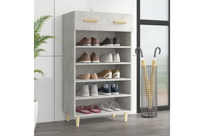 beBasic Kenkäkaappi betoninharmaa 60x35x105 cm tekninen puu - Harmaa - Säilytys - Kenkäsäilytys - Kenkäkaappi
