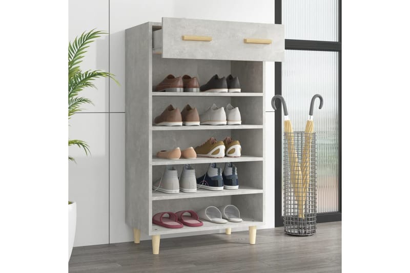 beBasic Kenkäkaappi betoninharmaa 60x35x105 cm tekninen puu - Harmaa - Säilytys - Kenkäsäilytys - Kenkäkaappi