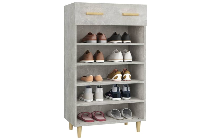 beBasic Kenkäkaappi betoninharmaa 60x35x105 cm tekninen puu - Harmaa - Säilytys - Kenkäsäilytys - Kenkäkaappi
