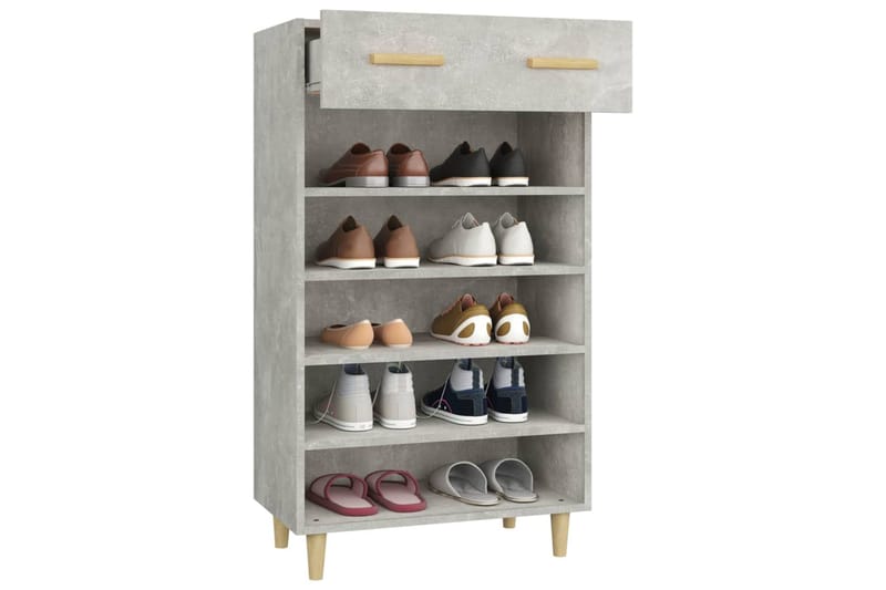 beBasic Kenkäkaappi betoninharmaa 60x35x105 cm tekninen puu - Harmaa - Säilytys - Kenkäsäilytys - Kenkäkaappi