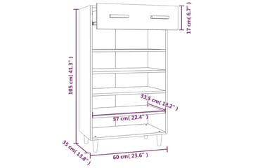 beBasic Kenkäkaappi betoninharmaa 60x35x105 cm tekninen puu - Harmaa - Säilytys - Kenkäsäilytys - Kenkäkaappi