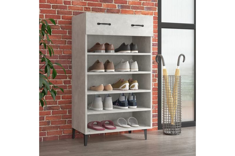 beBasic Kenkäkaappi betoninharmaa 60x35x105 cm tekninen puu - Harmaa - Säilytys - Kenkäsäilytys - Kenkäkaappi
