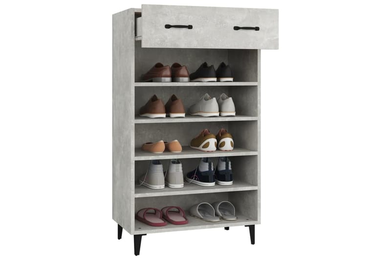 beBasic Kenkäkaappi betoninharmaa 60x35x105 cm tekninen puu - Harmaa - Säilytys - Kenkäsäilytys - Kenkäkaappi