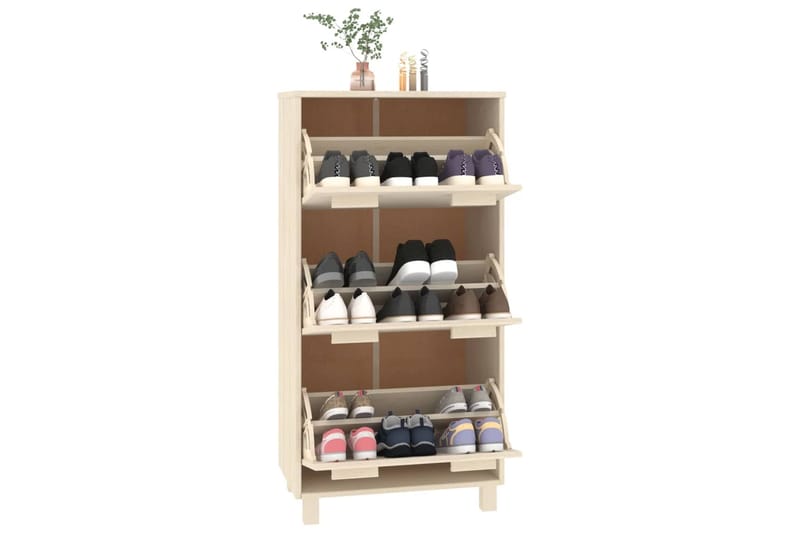 beBasic Kenkäkaappi hunajanruskea 59,5x35x117 cm täysi mänty - Ruskea - Säilytys - Kenkäsäilytys - Kenkäkaappi