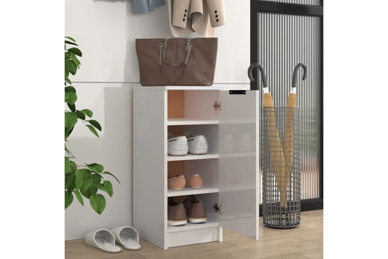 beBasic Kenkäkaappi korkeakiilto valkoinen 30x35x70 cm tekninen puu - Valkoinen - Säilytys - Kenkäsäilytys - Kenkäkaappi