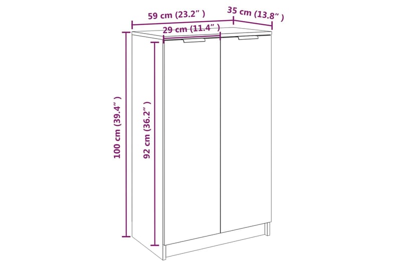 beBasic Kenkäkaappi korkeakiilto valkoinen 59x35x100 cm tekninen puu - Valkoinen - Säilytyskaappi - Kenkäsäilytys - Eteisen säilytys - Kenkäkaappi