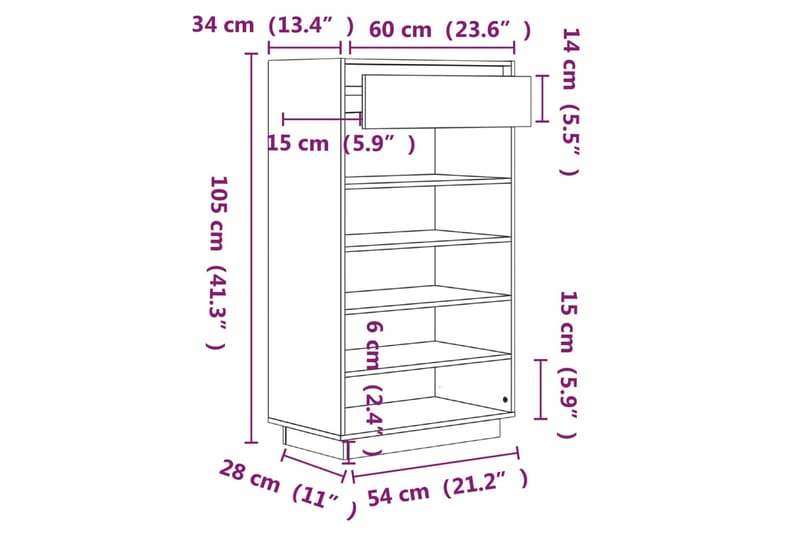 beBasic Kenkäkaappi musta 60x34x105 cm täysi mänty - Musta - Säilytyskaappi - Kenkäsäilytys - Eteisen säilytys - Kenkäkaappi