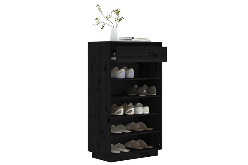 beBasic Kenkäkaappi musta 60x34x105 cm täysi mänty - Musta - Säilytys - Kaappi - Säilytyskaappi