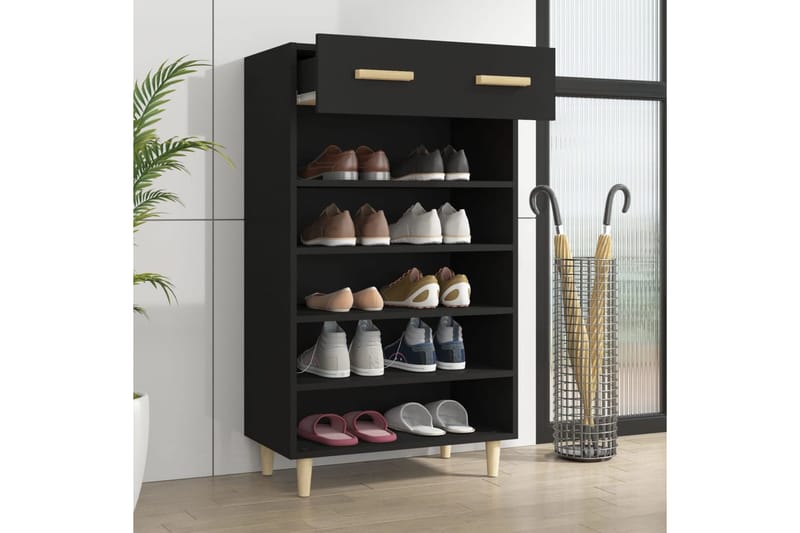 beBasic Kenkäkaappi musta 60x35x105 cm tekninen puu - Musta - Säilytys - Kaappi - Säilytyskaappi