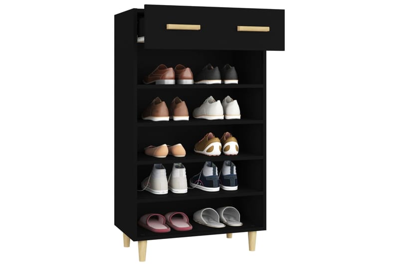 beBasic Kenkäkaappi musta 60x35x105 cm tekninen puu - Musta - Säilytys - Kaappi - Säilytyskaappi