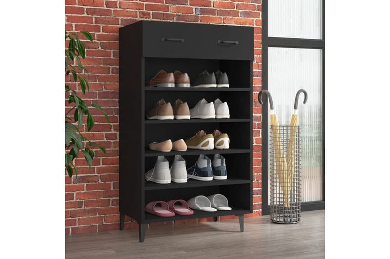 beBasic Kenkäkaappi musta 60x35x105 cm tekninen puu - Musta - Säilytys - Kaappi - Säilytyskaappi