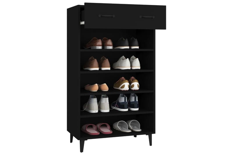 beBasic Kenkäkaappi musta 60x35x105 cm tekninen puu - Musta - Säilytys - Kaappi - Säilytyskaappi