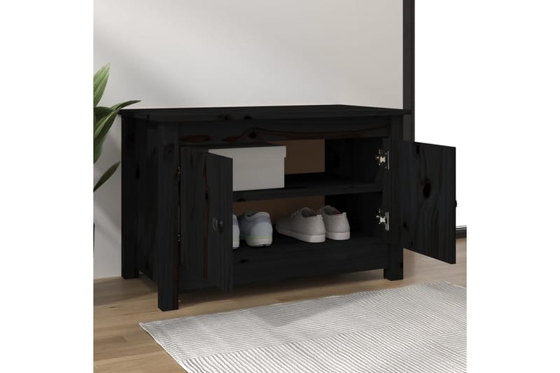 beBasic Kenkäkaappi musta 70x38x45,5 cm täysi mänty - Musta - Säilytys - Kaappi - Säilytyskaappi