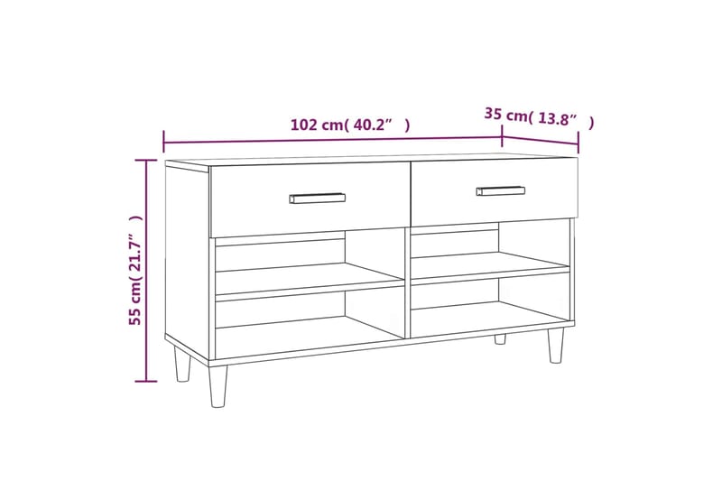 beBasic Kenkäkaappi ruskea tammi 102x35x55 cm tekninen puu - Ruskea - Säilytyskaappi - Kenkäsäilytys - Eteisen säilytys - Kenkäkaappi