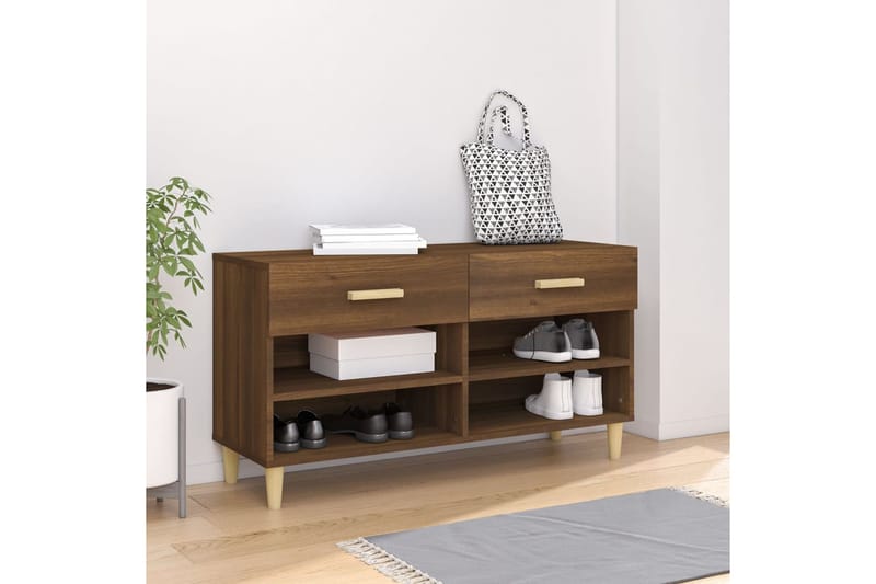 beBasic Kenkäkaappi ruskea tammi 102x35x55 cm tekninen puu - Ruskea - Säilytys - Kenkäsäilytys - Kenkäkaappi