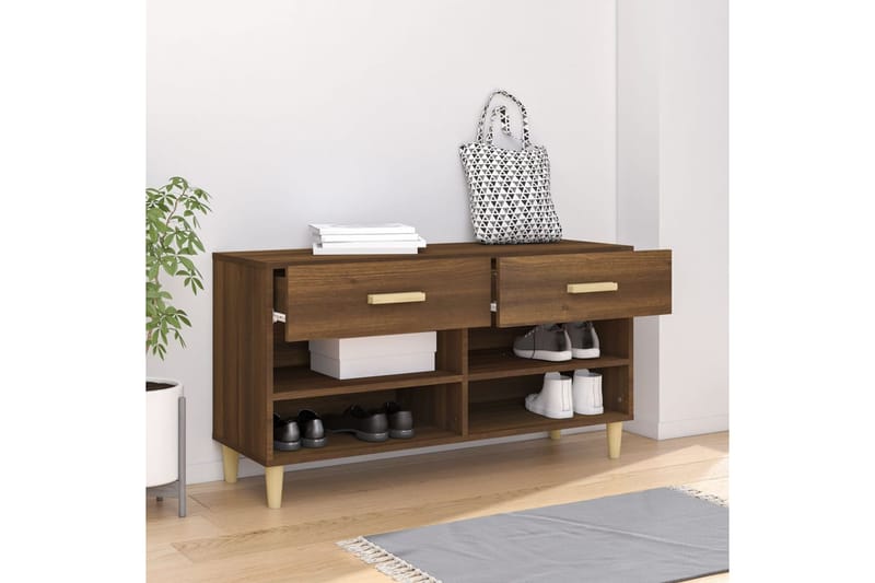 beBasic Kenkäkaappi ruskea tammi 102x35x55 cm tekninen puu - Ruskea - Säilytys - Kenkäsäilytys - Kenkäkaappi