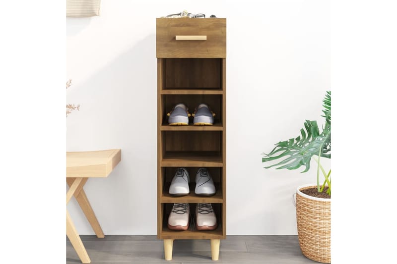 beBasic Kenkäkaappi ruskea tammi 30x35x105 cm tekninen puu - Ruskea - Säilytys - Kenkäsäilytys - Kenkäkaappi