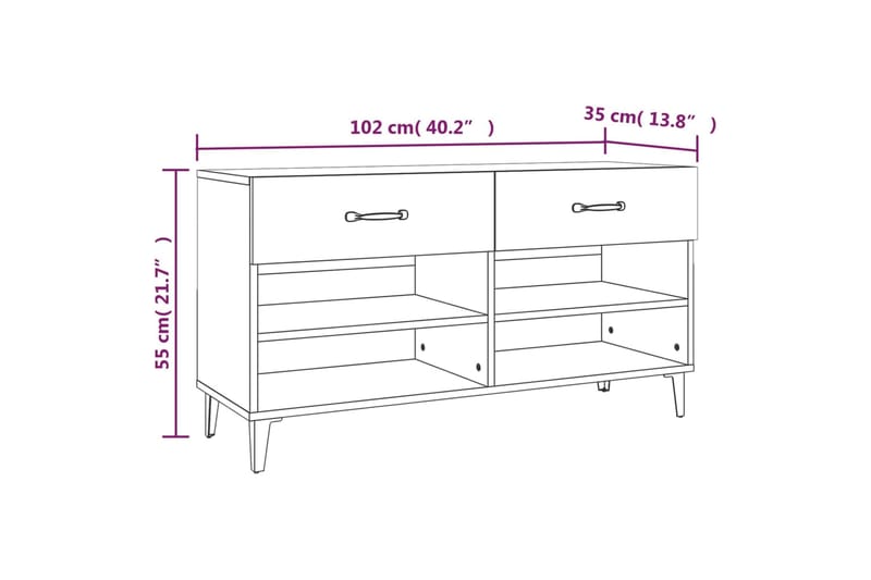 beBasic Kenkäkaappi savutammi 102x35x55 cm tekninen puu - Ruskea - Säilytyskaappi - Kenkäsäilytys - Eteisen säilytys - Kenkäkaappi