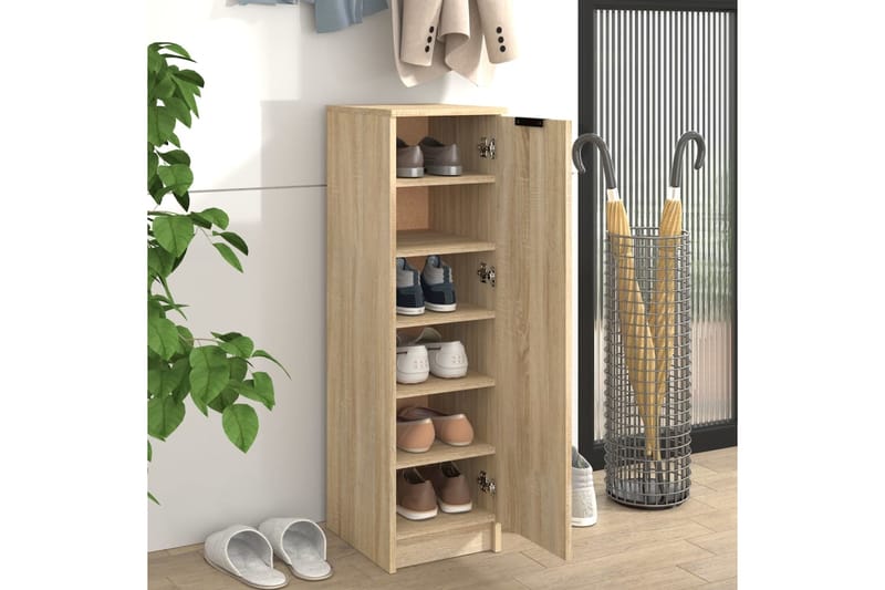 beBasic Kenkäkaappi Sonoma-tammi 30x35x100 cm tekninen puu - Ruskea - Säilytys - Kenkäsäilytys - Kenkäkaappi