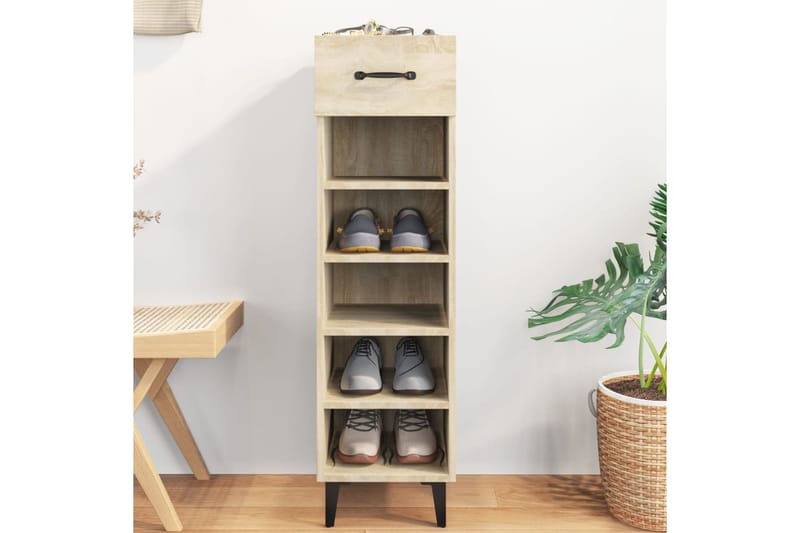 beBasic Kenkäkaappi Sonoma-tammi 30x35x105 cm tekninen puu - Ruskea - Säilytys - Kenkäsäilytys - Kenkäkaappi