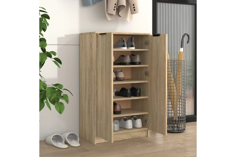 beBasic Kenkäkaappi Sonoma-tammi 59x35x100 cm tekninen puu - Ruskea - Säilytys - Kenkäsäilytys - Kenkäkaappi