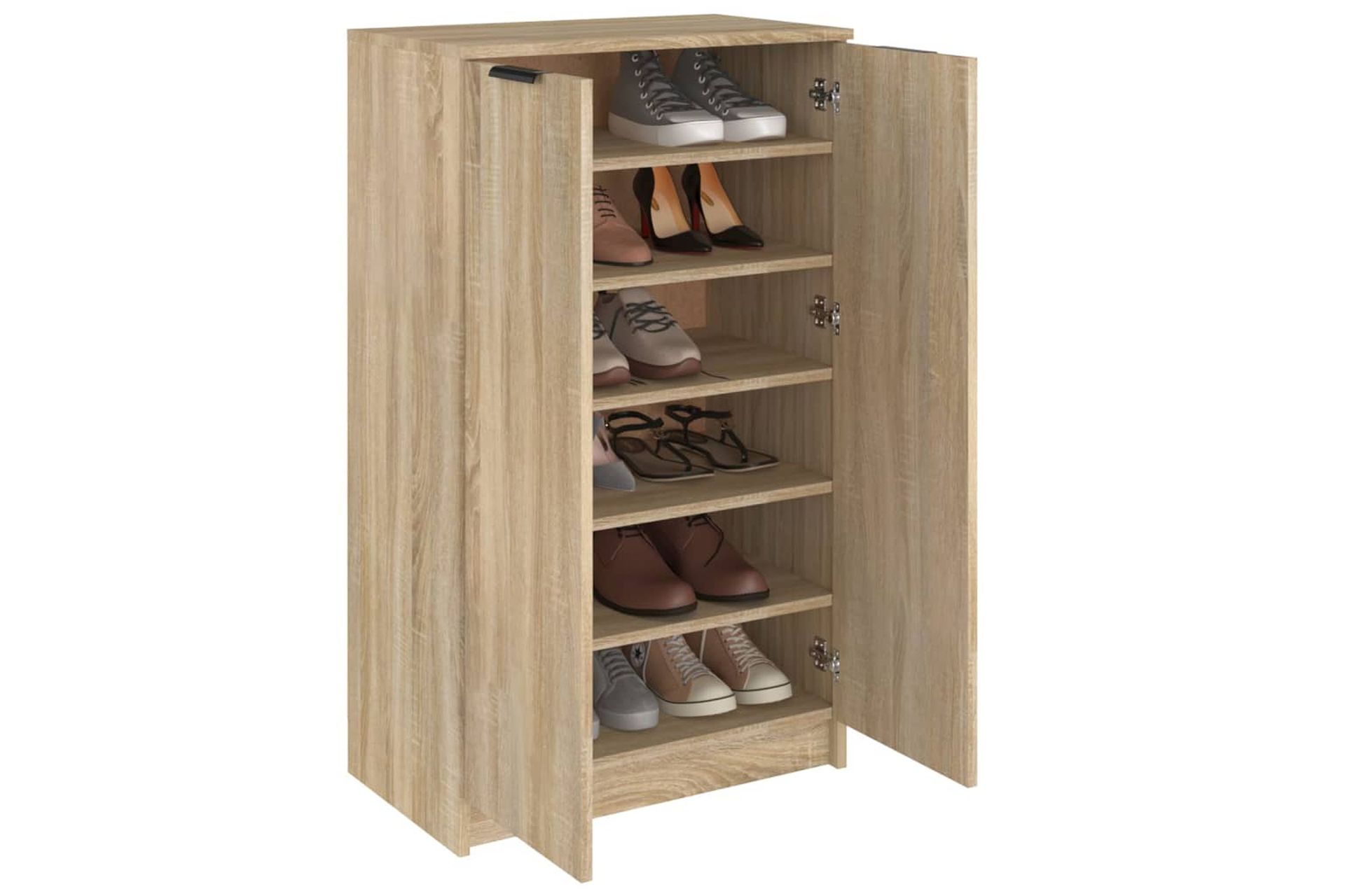 beBasic Kenkäkaappi Sonoma-tammi 59x35x100 cm tekninen puu - Ruskea - Säilytys - Kenkäsäilytys - Kenkäkaappi