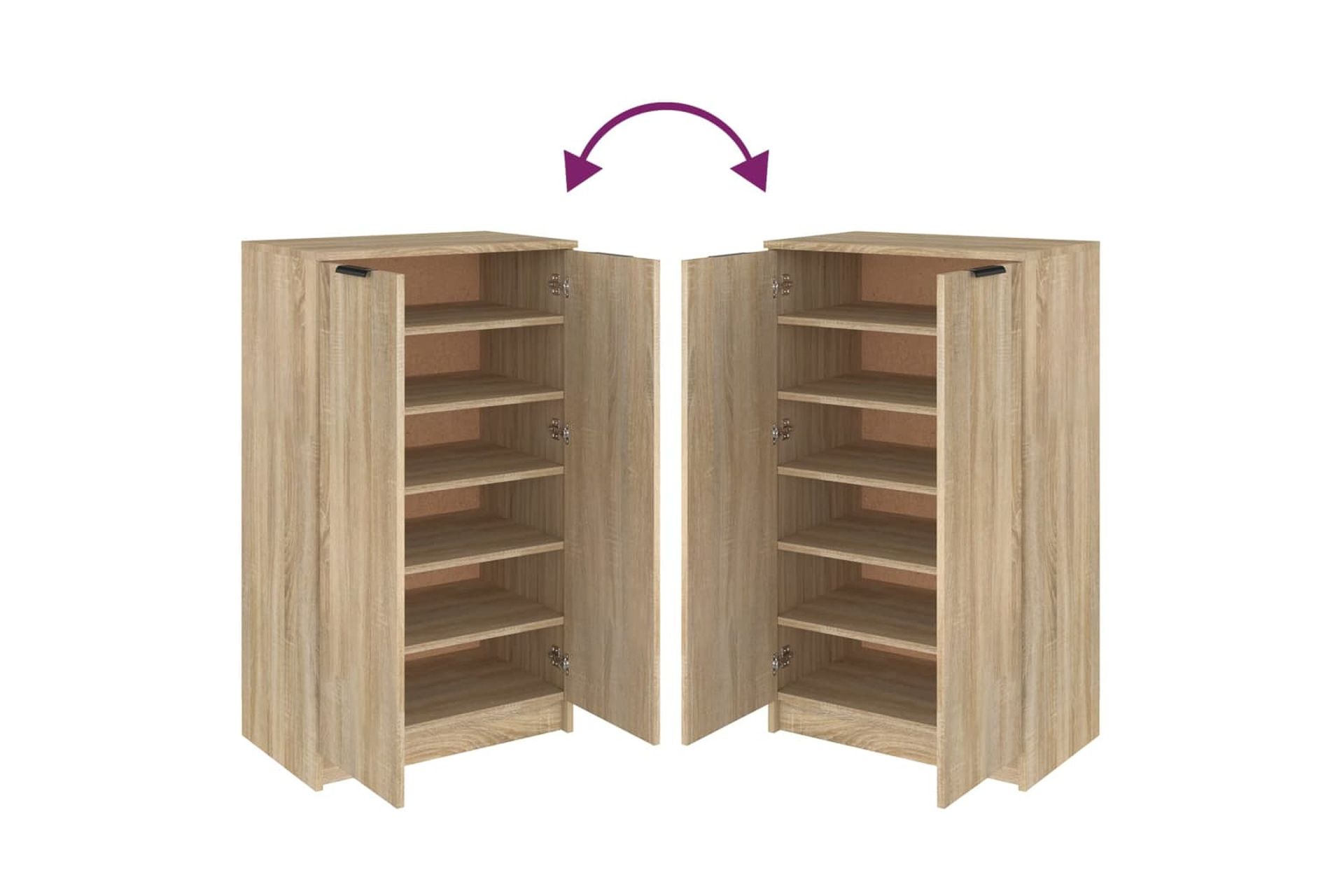 beBasic Kenkäkaappi Sonoma-tammi 59x35x100 cm tekninen puu - Ruskea - Säilytys - Kenkäsäilytys - Kenkäkaappi