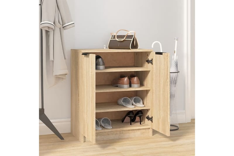 beBasic Kenkäkaappi Sonoma-tammi 59x35x70 cm tekninen puu - Ruskea - Säilytys - Kenkäsäilytys - Kenkäkaappi