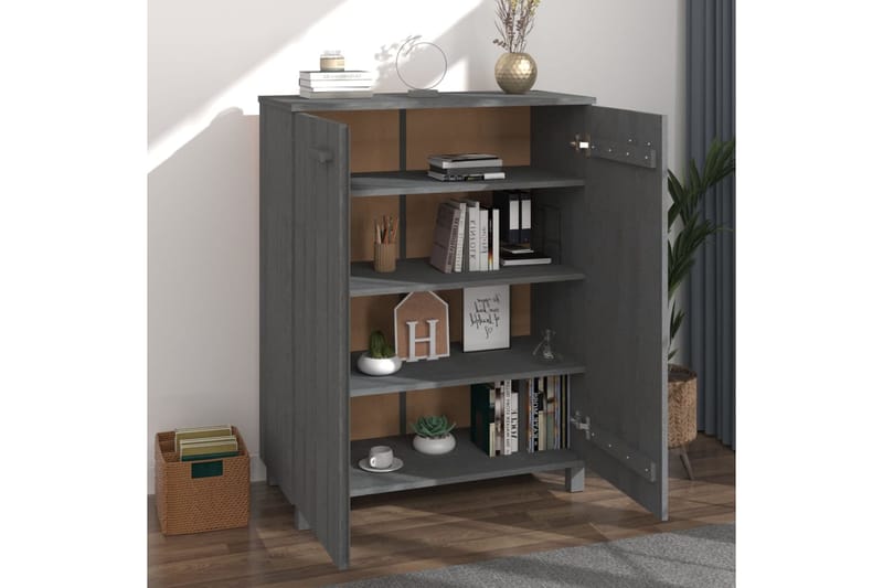beBasic Kenkäkaappi tummanharmaa 85x40x108 cm täysi mänty - Harmaa - Säilytys - Kenkäsäilytys - Kenkäkaappi